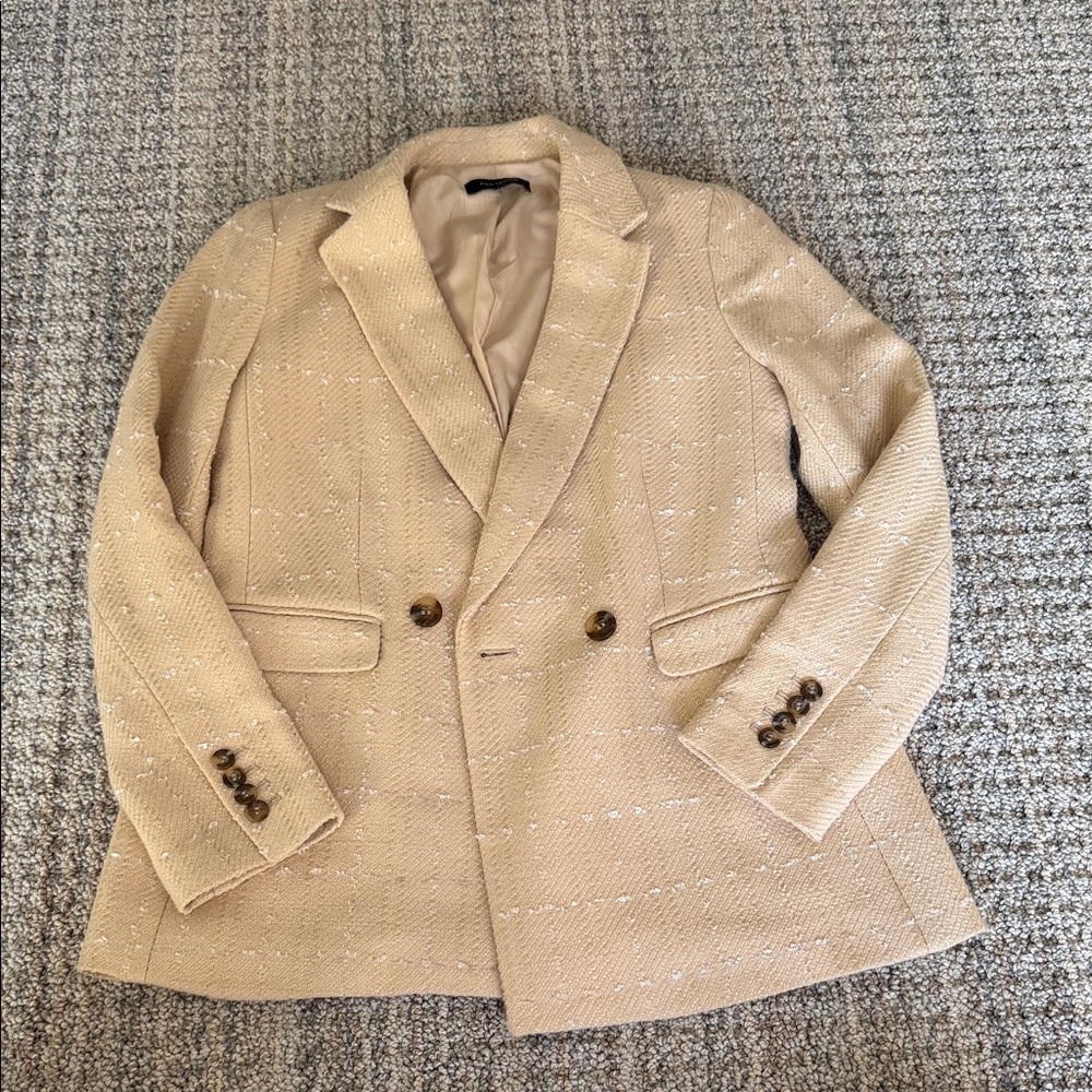 Ann Taylor Beige Blazer With Subtle Pattern - image 2